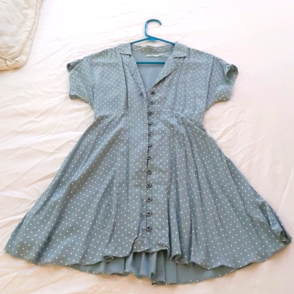 Robin's egg blue polka dot minidress, size XS from the movie baby driver